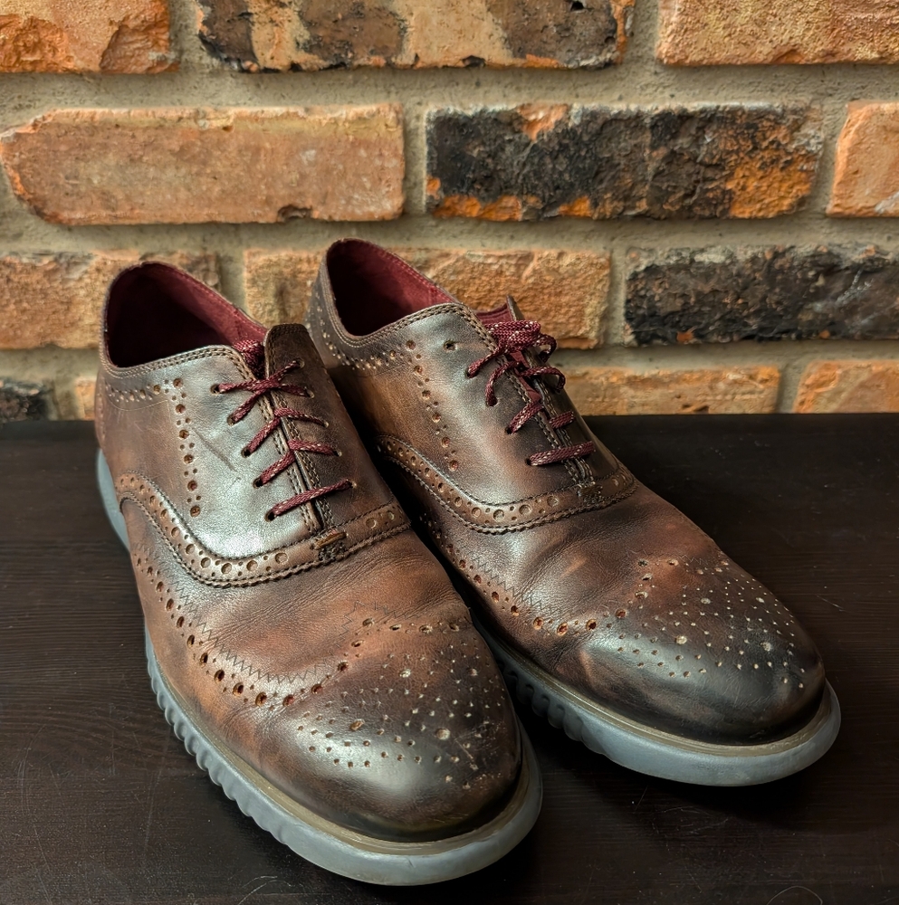 Cole Haan Men’s Zerogrand Brown Leather Wingtip Oxfords Size 11.5 M